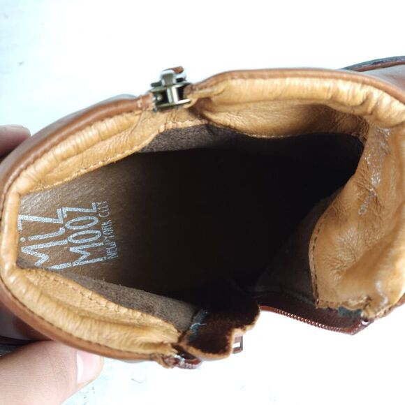 Miz Mooz Women's Pleasant US9,5 EU40 Brown Leather Ruched Side Zip Ankle Boots - Picture 13 of 14